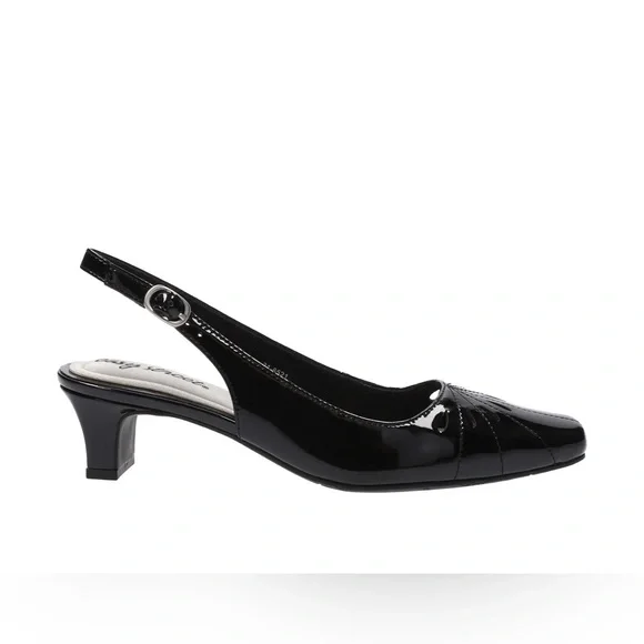 Women’s Dress Shoes Easy Street Catie Slingback Pumps Black Patent Size 7.5 - Picture 7 of 11